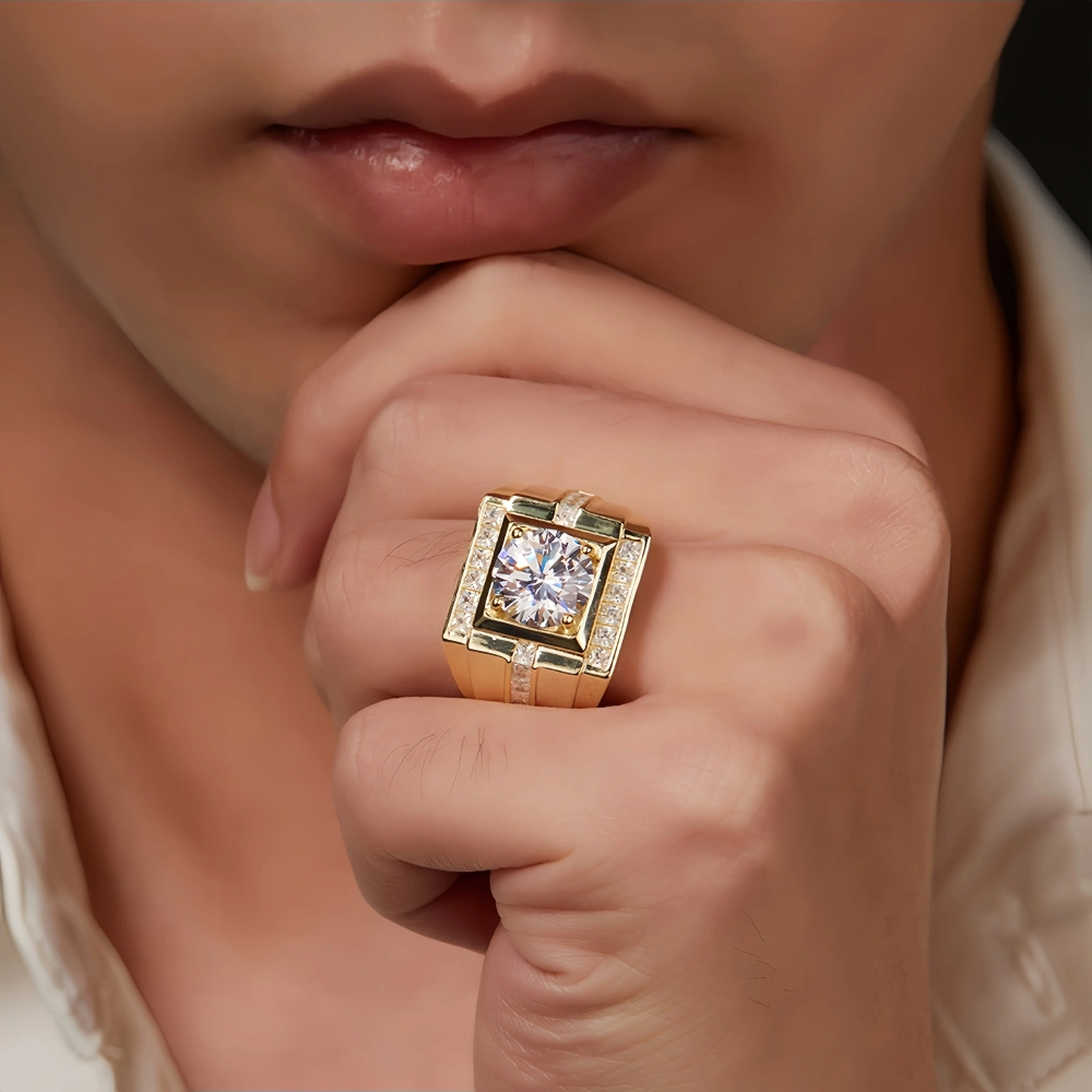 Veeie Veein Luxury Brand Products GRA Certificate S 925 Sterling Silver Inlaid Irregular-Shaped 4CT Moissanite Ring Jewelry
