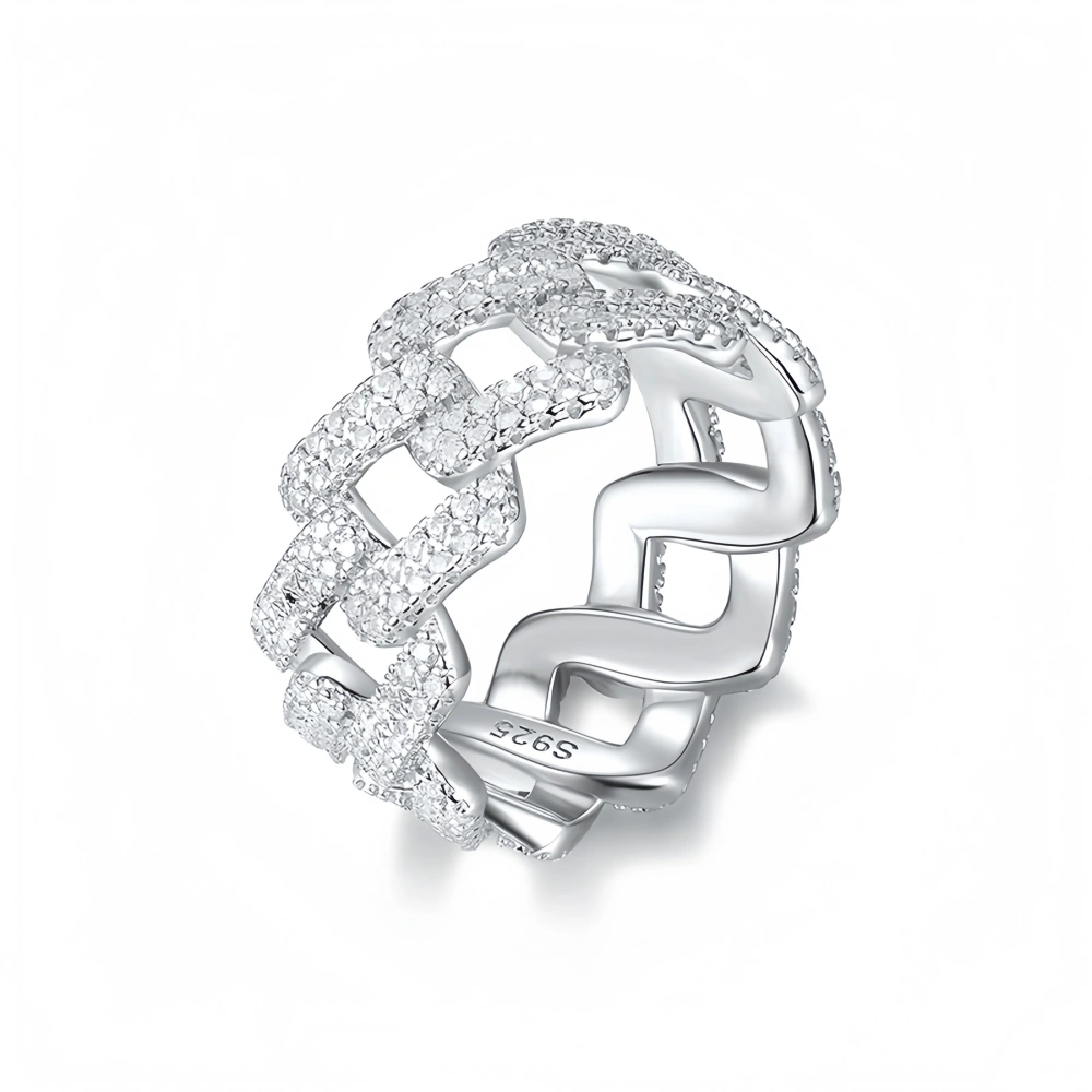 Veeie Veein Brand Luxury Brand Designer S 925 Sterling Silver Ring Stone Hip-Hop Chain Cuban Women GRA Certificate Ring Jewelry
