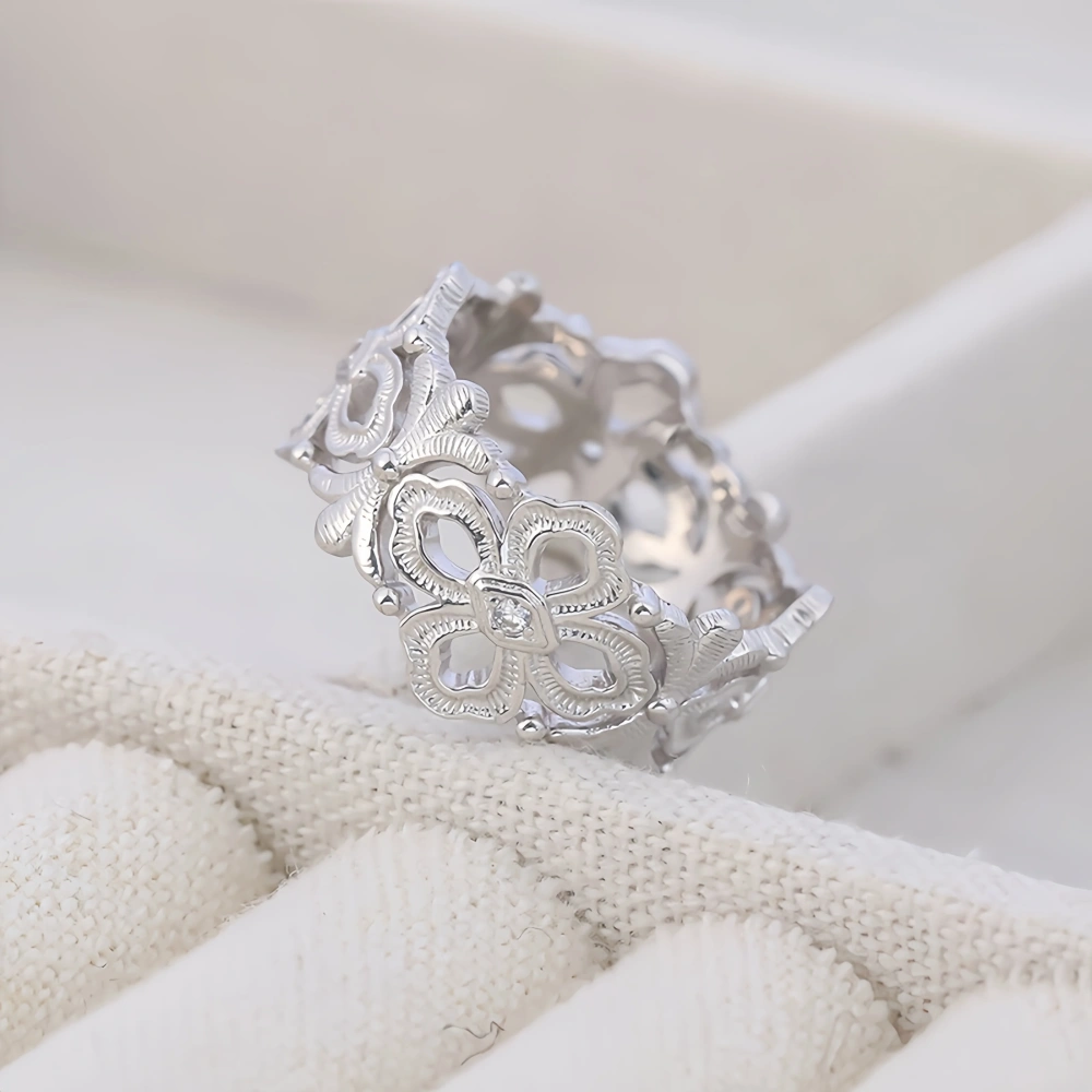 Mushan Luxury Brand Wire Drawn Hollow Pattern Woven Ring 18K Gold Plated 925 Sterling Silver Rings Fine Jewelry