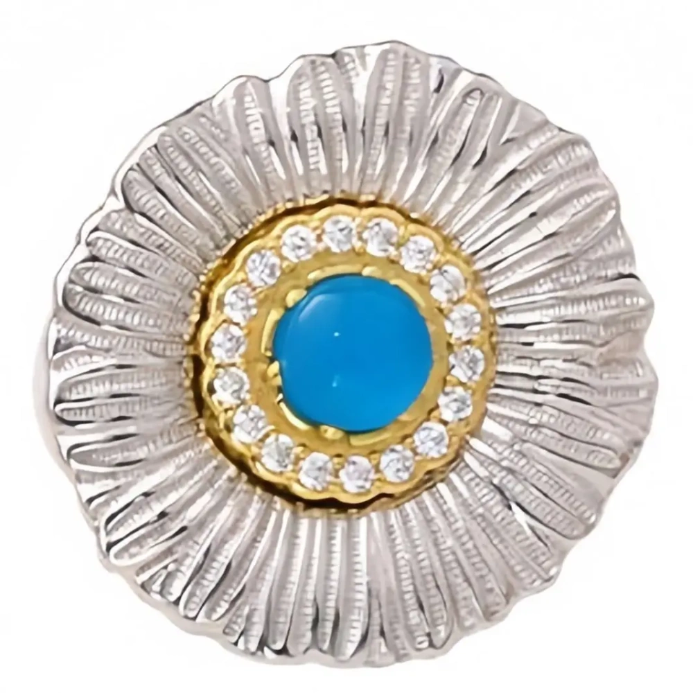 Mushan Luxury Brand Daisy Blue Agate Zircon Earrings 925 Sterling Silver Stud Earrings Fashion Jewelry Accessories