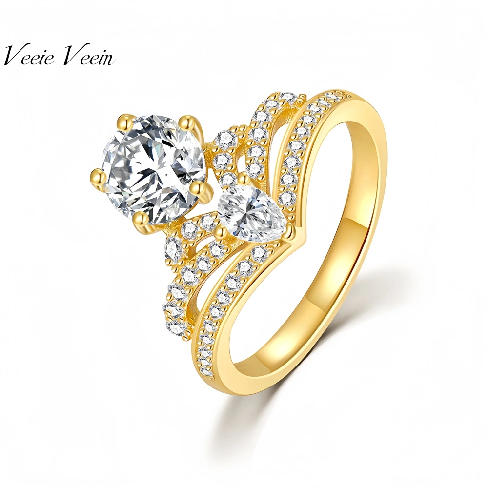 Veeie Veein Luxury Brand  Moissanite Ring GRA Certificate S925 Sterling Silver Light Luxury Women Luxury Ring Jewelry