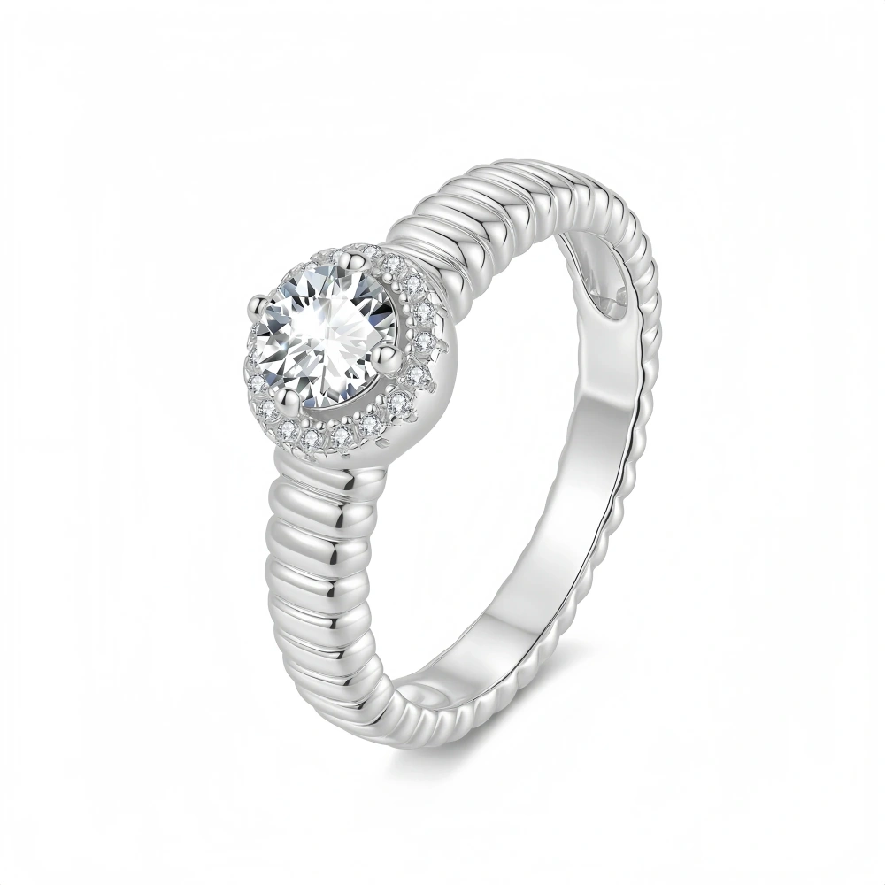 Veeie Veein Luxury Brand High Quality Fashion Four Claw Inlay Moissanite GRA Certificate Ring S925 Sterling Silver Jewelry