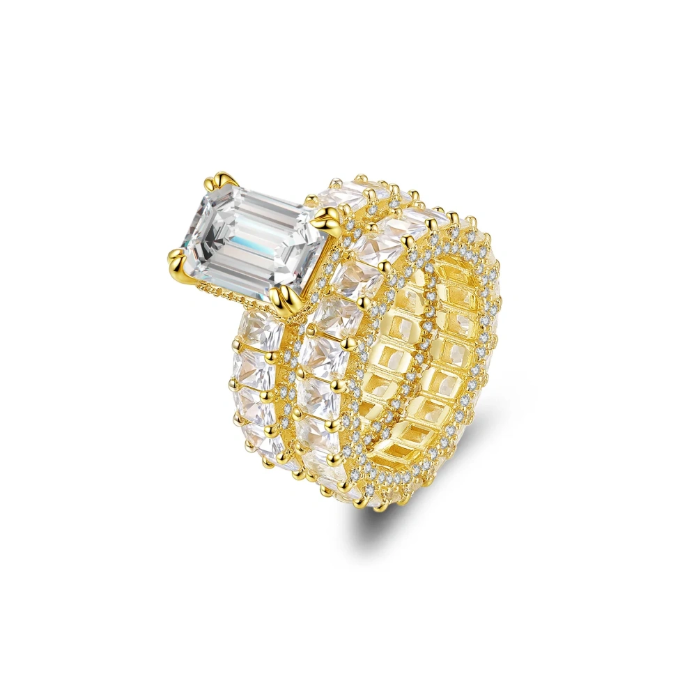 Veeie Veein Luxury Brand Luxury Brand Designer S925 Sterling Silver Ring Emerald Chesson Set GRA Certificate Ring Jewelry