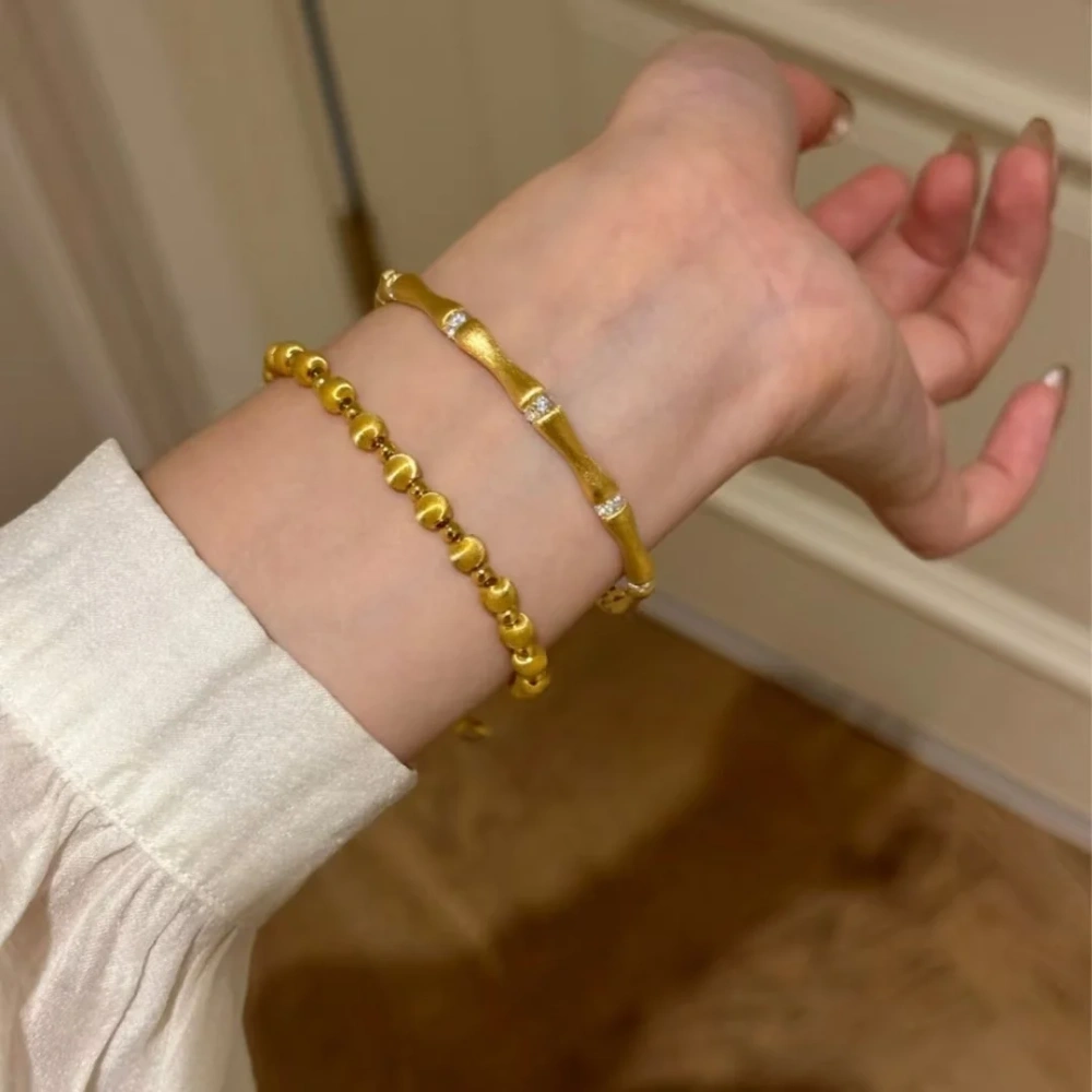 Mushan Luxury Brand Jie Jie High-Tech Chinese-Style Italian Brushed S925 Silver Gold-Plated Bracelet For Women