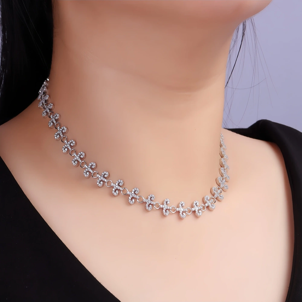 Veeie Veein Luxury Brand New Products S925 Sterling Silver Moissanite Necklace Retro Floral Versatile Woman Necklace Jewelry