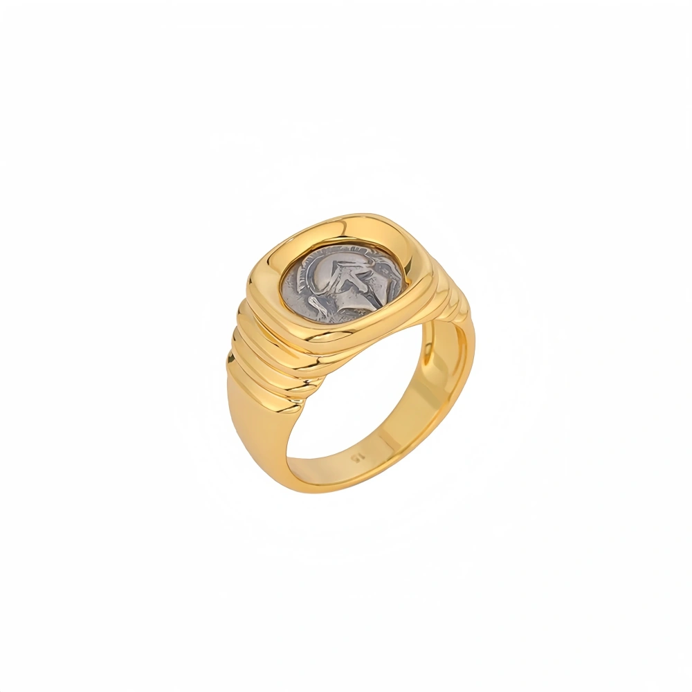 Mushan Luxury Brand High Quality Spartan Ancient Coin Ring With Pure Silver Gold Plating Women Fashion Ring Jewelry