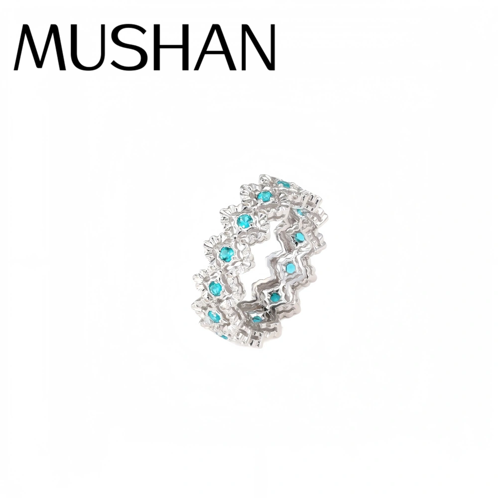 Mushan Luxury Brand New Vintage Fashion High Quality Brushed Diamond-Shaped Hollowed-Out Ring Bestseller Ring Jewelry