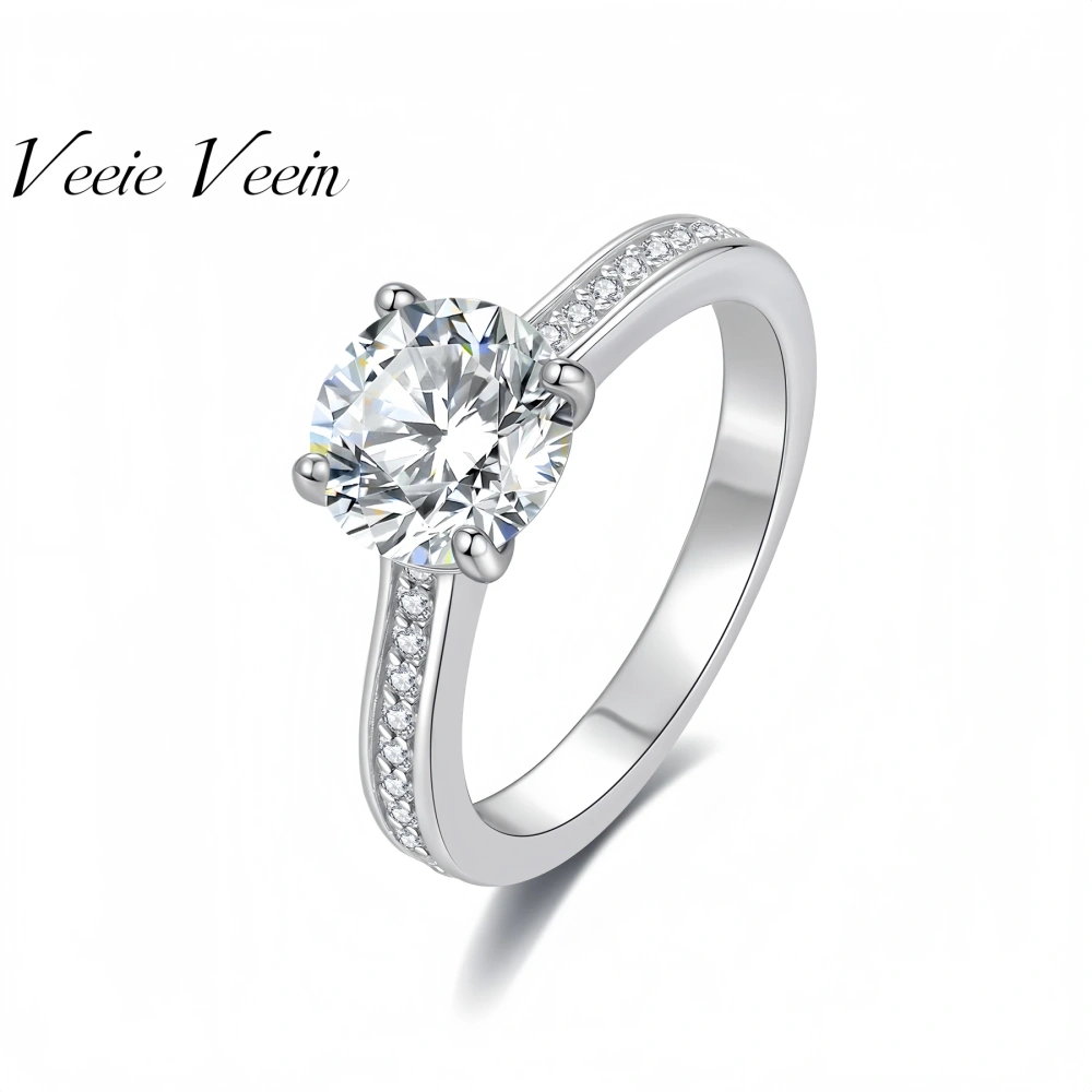 Veeie Veein Brand Luxury Brand Designer S925 Sterling Silver Ring GRA Certificate Mosang Fashion Jewelry For Women