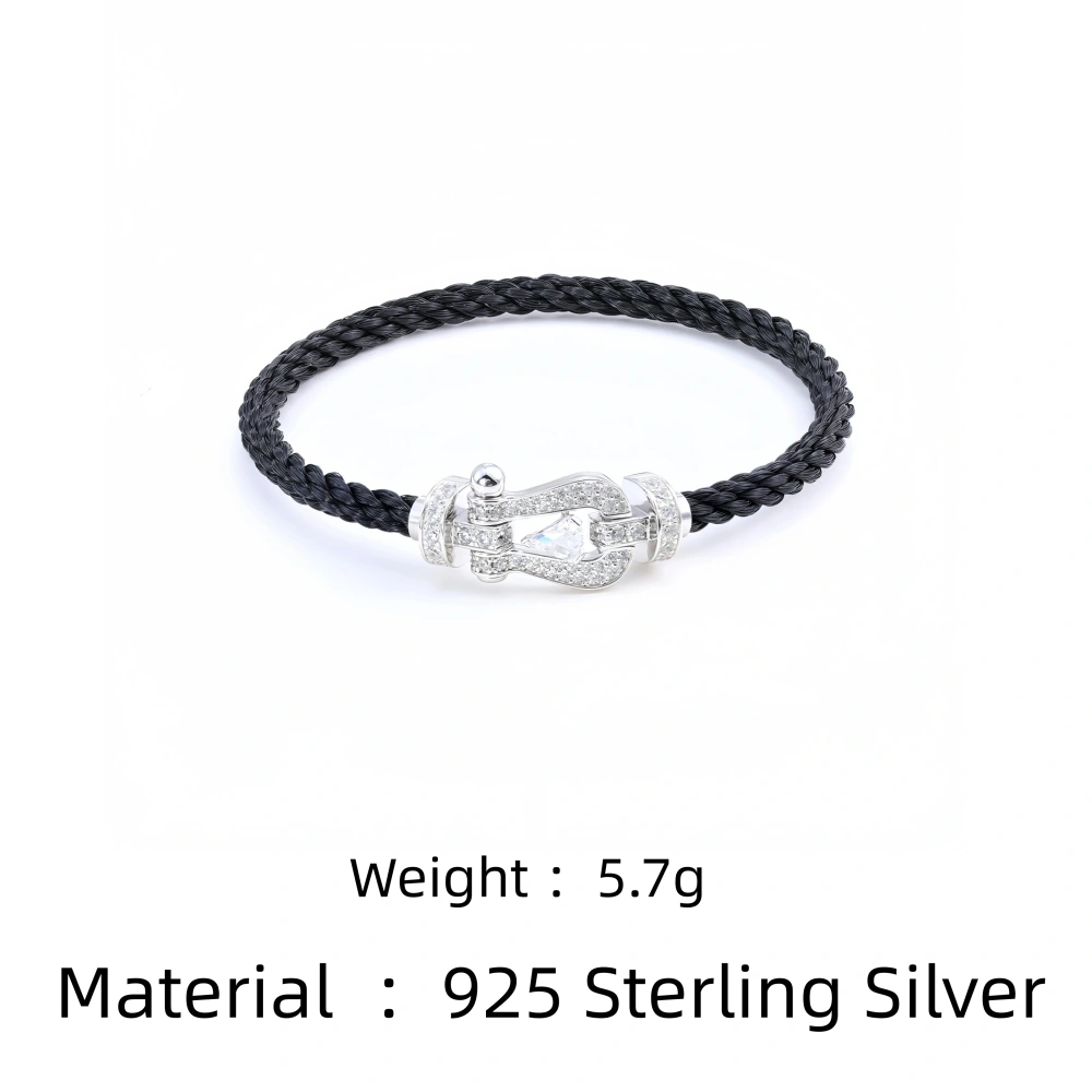 Mushan Luxury Brand Horseshoe Buckle Zircon Diamond Studded Bracelet Gold Plated 925 Sterling Silver Bracelet For Women Jewelry