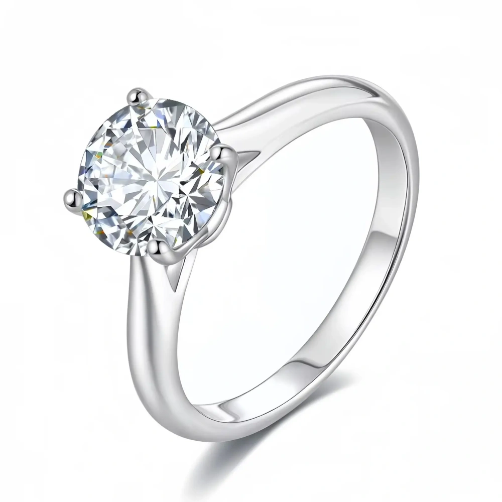 Veeie Veein Luxury Brand S925 Sterling Silver Ring GRA Certificate 2-Carat Moissanite Engagement Ring Simple Accessories