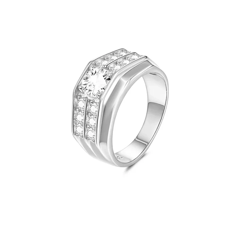 Veeie Veein Luxury Brand S925 Sterling Silver Ring Moissanite GRA Certificate Ring Fashionable And Versatile Accessory For Men