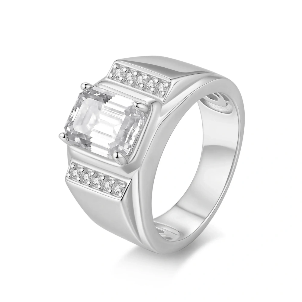Veeie Veein Luxury Brand High Quality S925 Sterling Silver Ring 3-Carat Emerald-Cut Ring GRA Certificate  Ring Jewelry