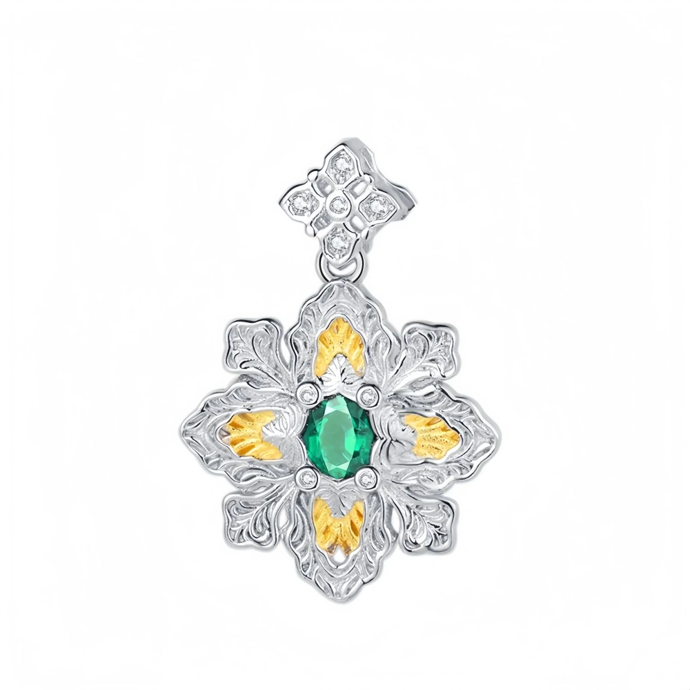 Mushan Luxury Brand S925 Sterling Silver Italian Retro Court Style Lace Hollowed-Out Snowflake Pendant Necklace