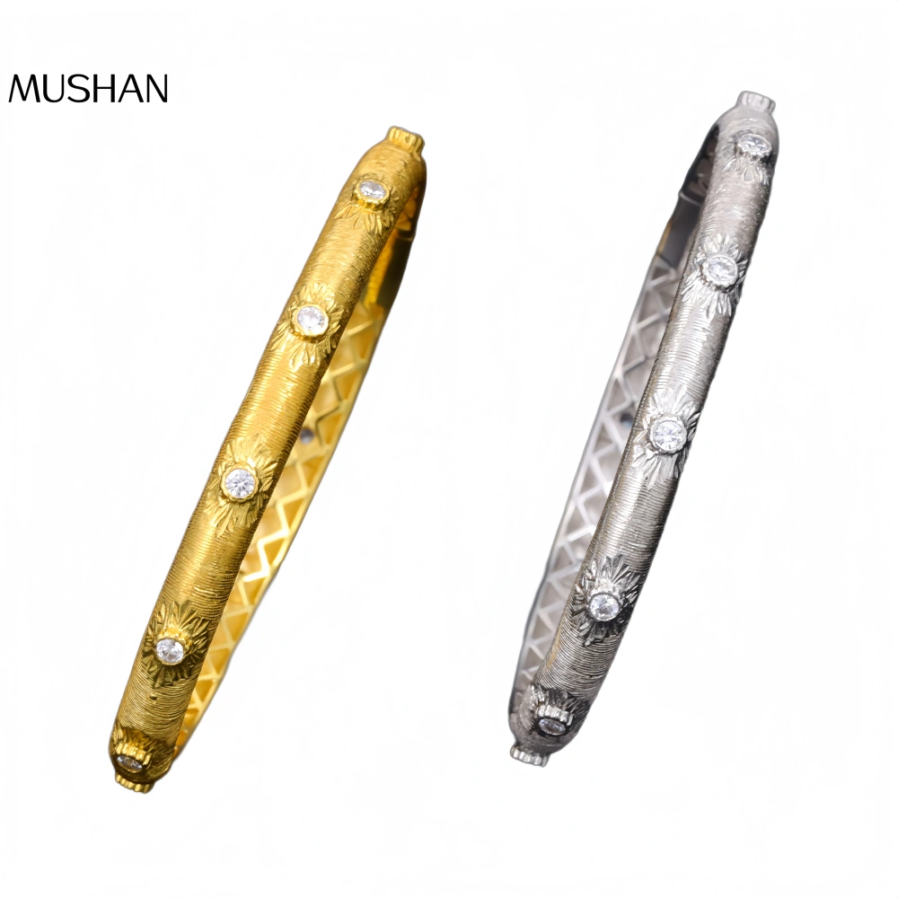 Mushan Luxury Brand Live-Streaming Best-Selling Italian Brushed Bracelet S925 Silver Plated 18k White Gold Bracelet For Women