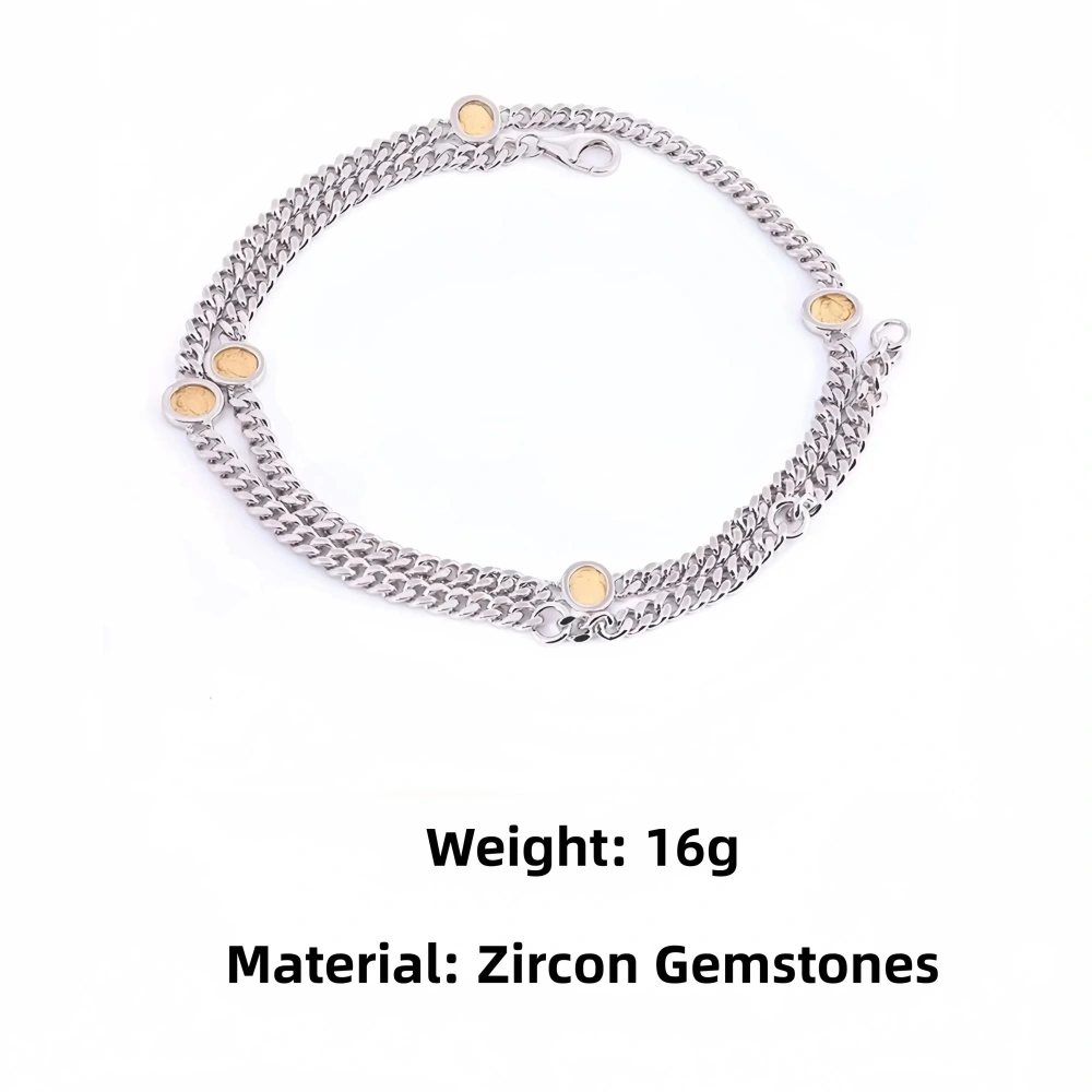 Mushan Luxury Brand High Quality Pure Silver Light Luxury Cuban Chain Necklace And A Golden Collarbone Chain Necklace Jewelry