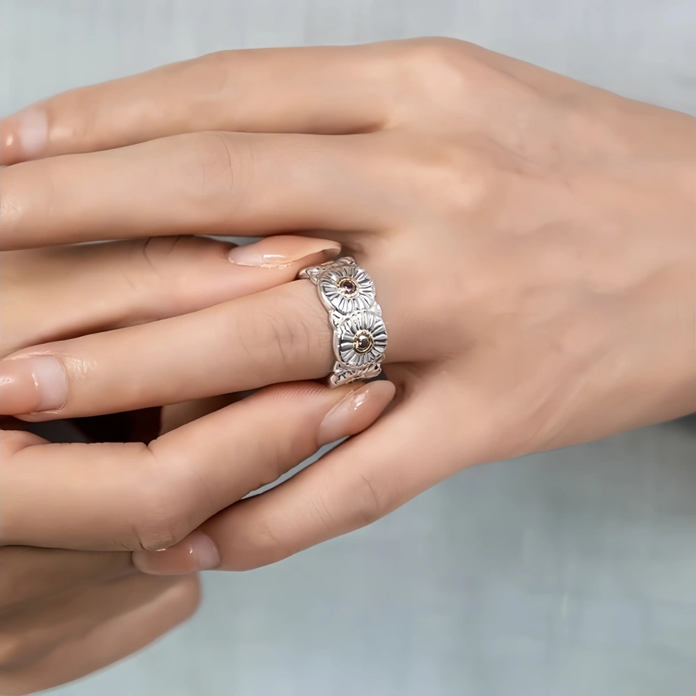 Mushan Luxury Brand A New Open Ring Made Of Italian Pure Silver Daisy For Women, A Bestseller On Xiaohongshu