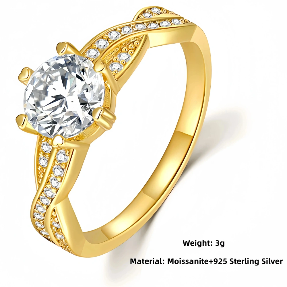 Veeie Veein Brand Newest Women S 925 Sterling Silver Ring Six-Prong 1-Carat Moissanite GRA Certificate Ring Jewelry