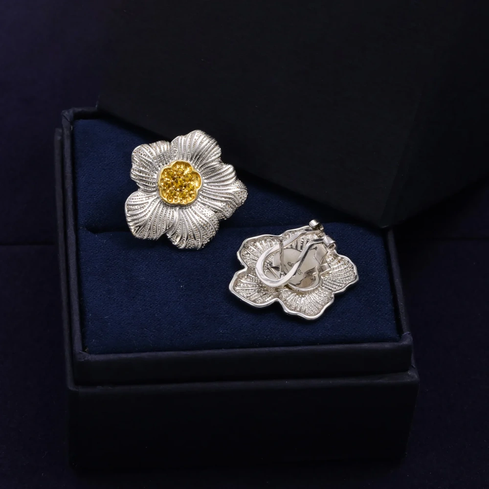 Mushan Luxury Brand Fashion High Quality Gardenia Flower Ear Studs 925 Sterling Silver Plated Earrings Bestsellers Jewelry