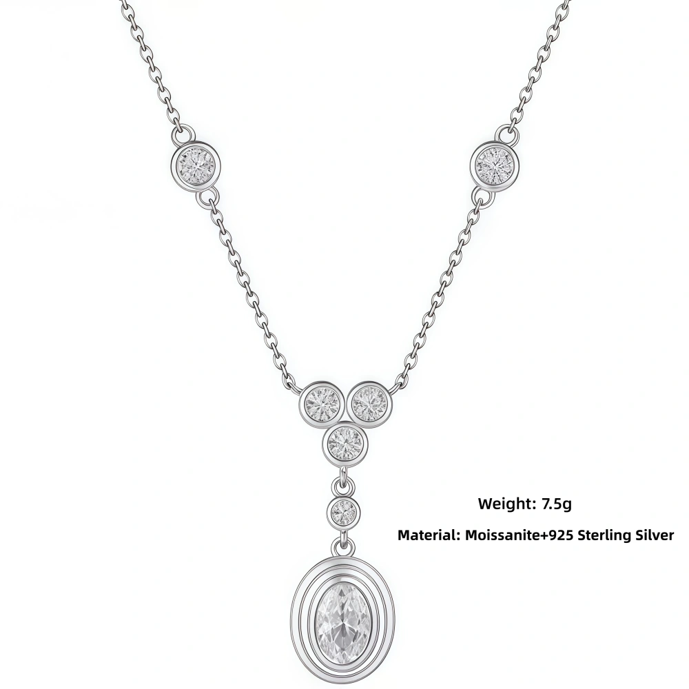 Veeie Veein Luxury Brand S925 Sterling Silver Necklace With Moissanite Pendant High-End Silver Accessory For Women
