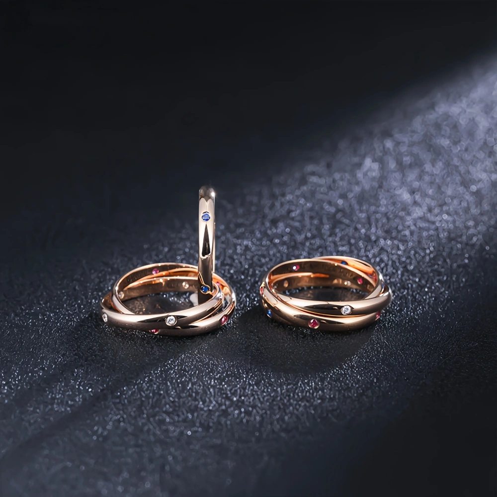 Mushan Luxury Brand Classic Three Ring With Interlocking Links  Cold Style Index Finger Ring For Women Fashion Ring Jewelry