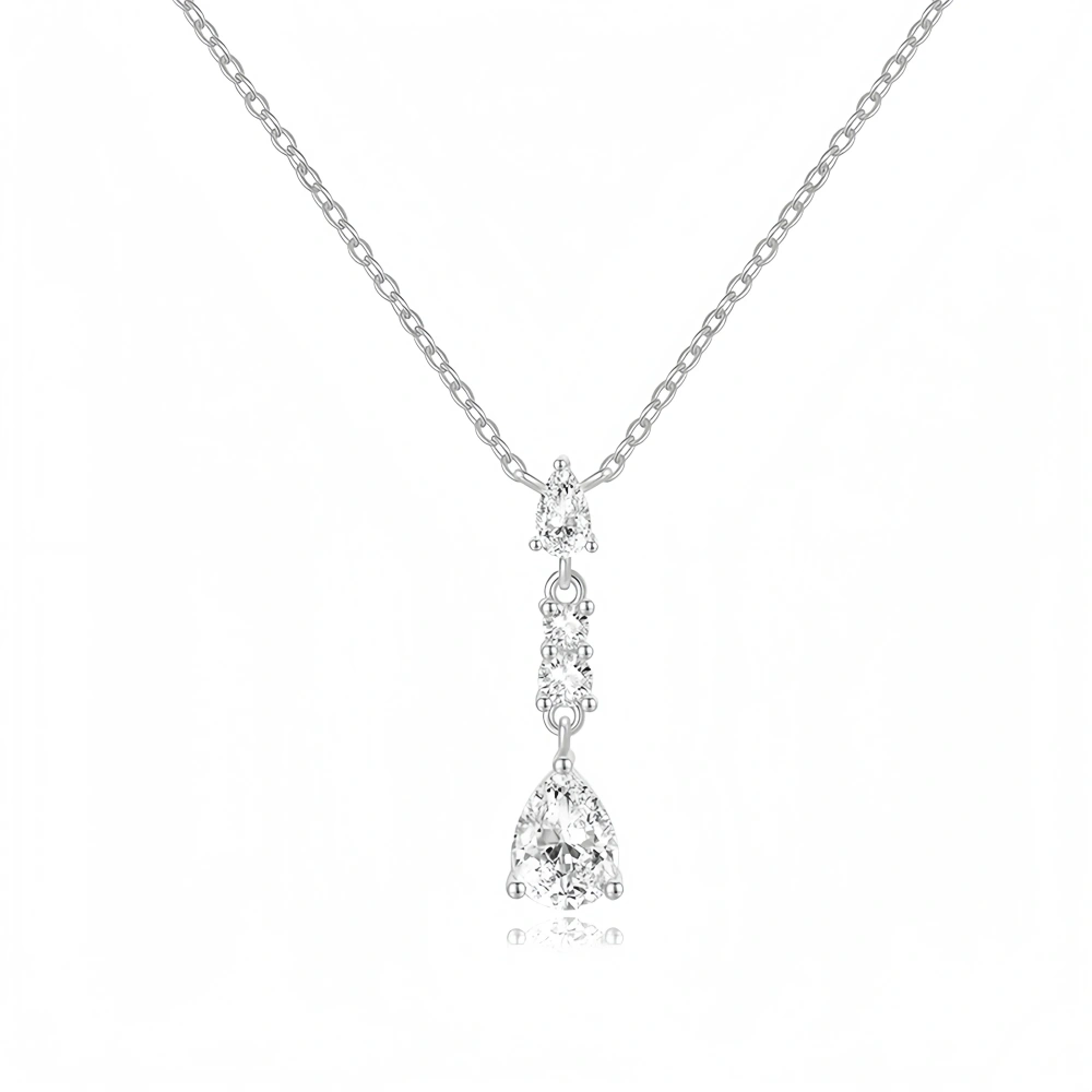Veeie Veein Luxury Brand Necklace S925 Sterling Silver Pendant Set With Teardrop-Shaped Women Moissanite Necklace Jewelry