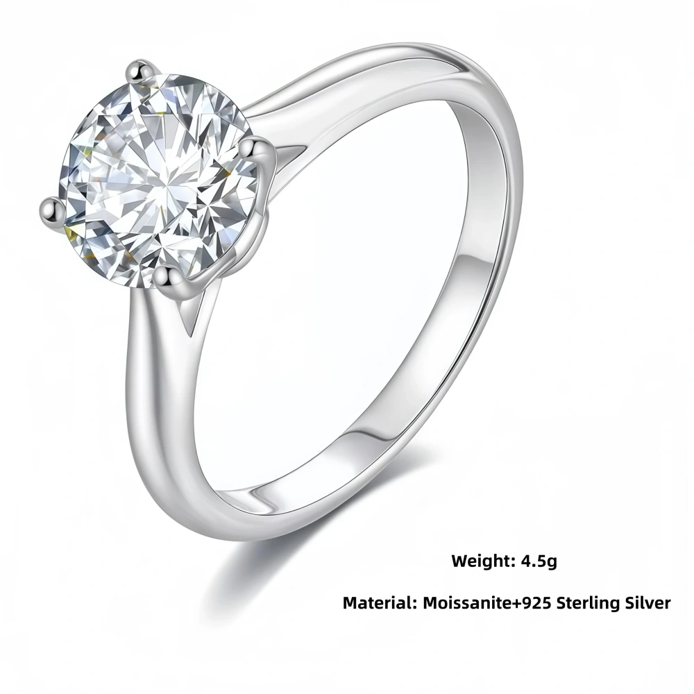 Veeie Veein Luxury Brand S925 Sterling Silver Ring GRA Certificate 2-Carat Moissanite Engagement Ring Simple Accessories
