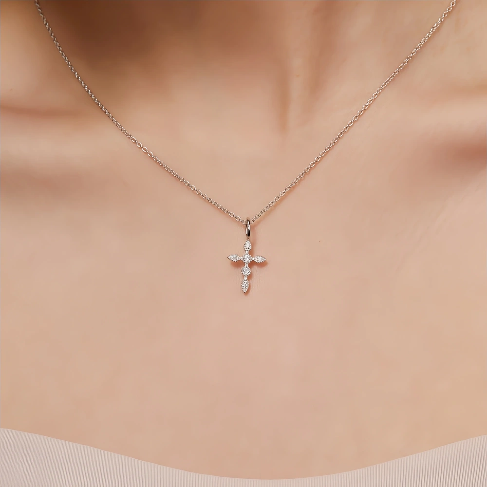 Veeie Veein Luxury Brand S925 Sterling Silver Accessory Women S Moissanite Necklace GRA Certificate Cross Necklace