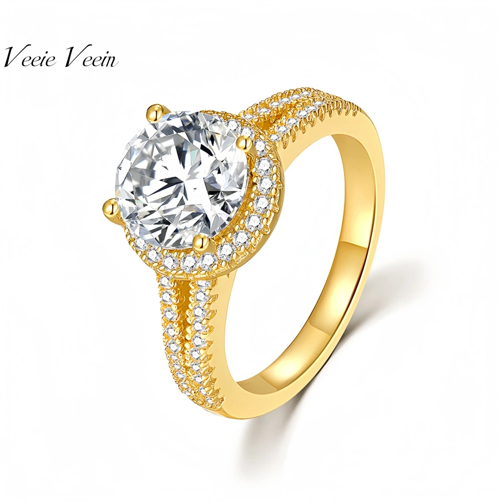 Veeie Veein Luxury Brand Designer Fashion S925 Sterling Silver Ring Moissanite GRA 2 Cara Ring Trend Ring Jewelry