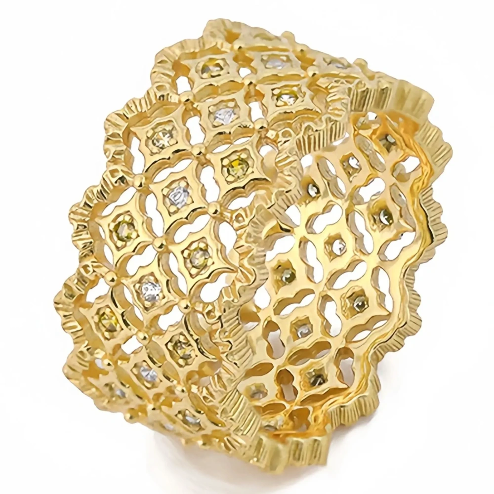 Mushan Luxury Brand Diamond Studded Lace Hollow Ring Lab Grown High Carbon Diamond Zircon 925 Sterling Silver Rings Fine Jewelry