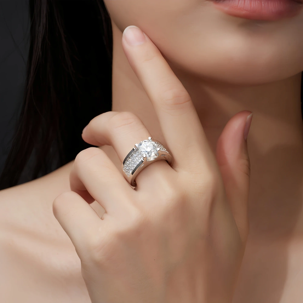 Veeie Veein Brand Designer S 925 Sterling Silver  2-Carat Ring Stone Hip-Hop 3-Carat Men GRA Certificate Ring Jewelry