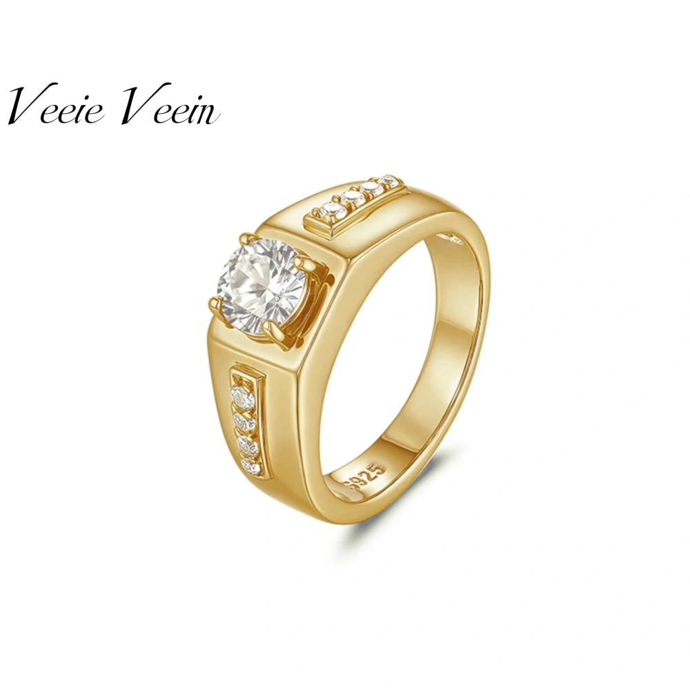 Veeie Veein Luxury Brand S925 Sterling Silver 1-Carat Moissanite GRA Certificate Ring Niche Accessory For Men Jewelry