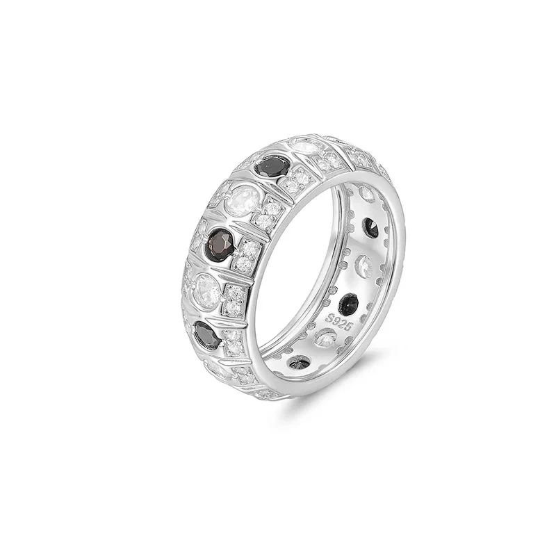 Veeie Veein Luxury Brand S925 Sterling Silver Ring Set With Moissanite Light Luxury And High-End Retro Accessory