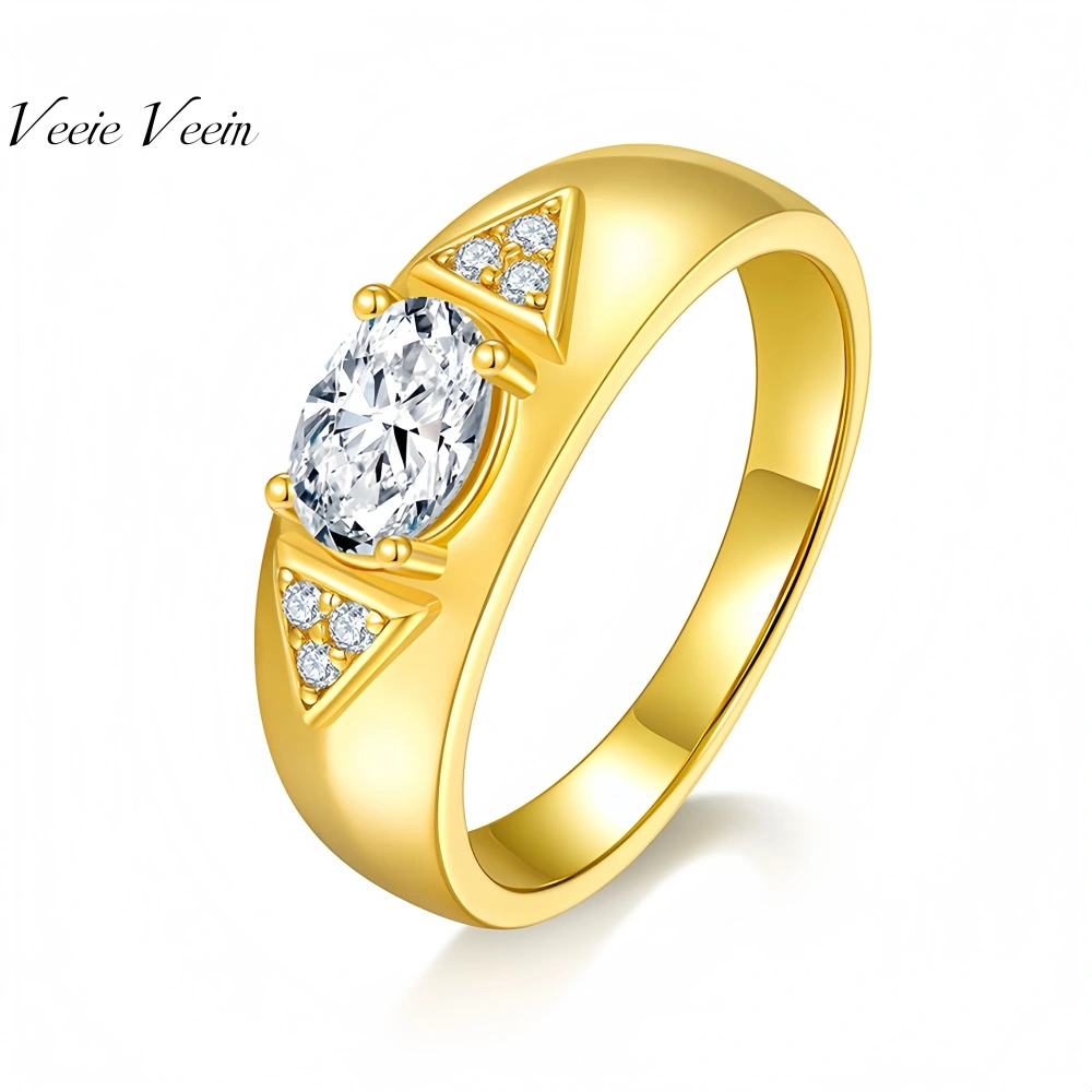 Veeie Veein Luxury Brand Fashion S925 Sterling Silver Ring For Women 1-Carat Moissanite  GRA Certificate  Ring Jewelry