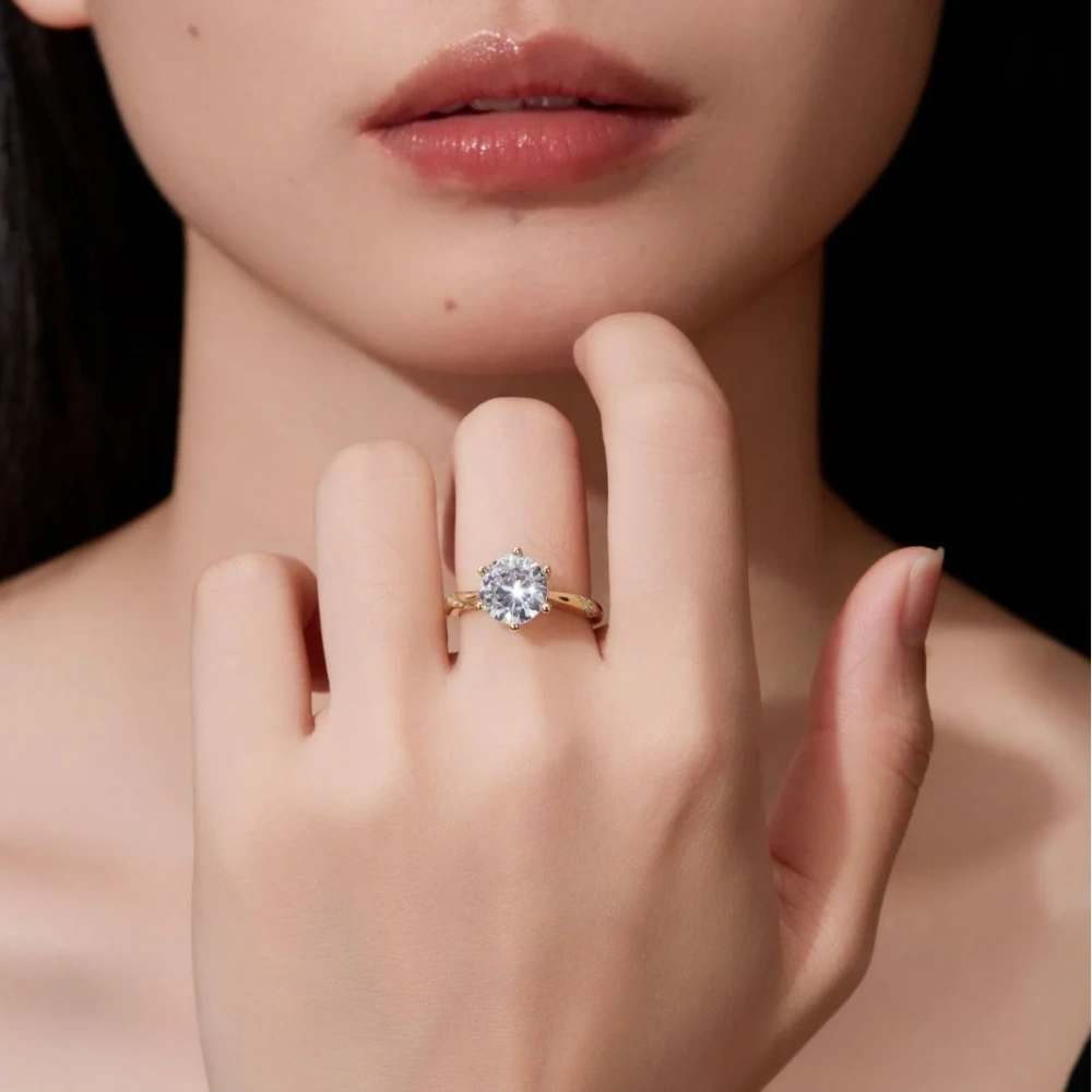 Veeie Veein Luxury Brand GRA Certificate New 925 Pure Silver 1/2/3 Carmosan Six Claw Design Sense Ring Jewelry