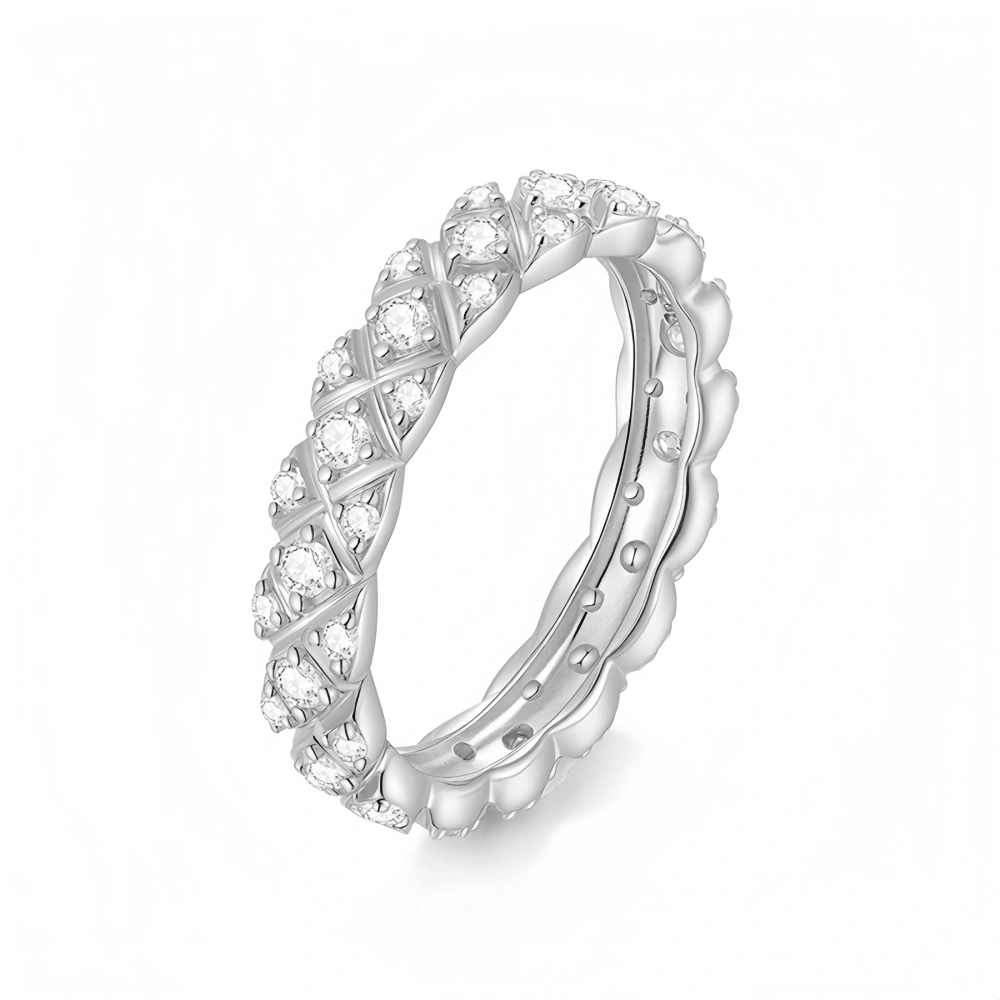 Veeie Veein Luxury Brand S925 Sterling Silver Ring GRA Certificate Moissanite Diamond-Patterned Women'S Style Accessory