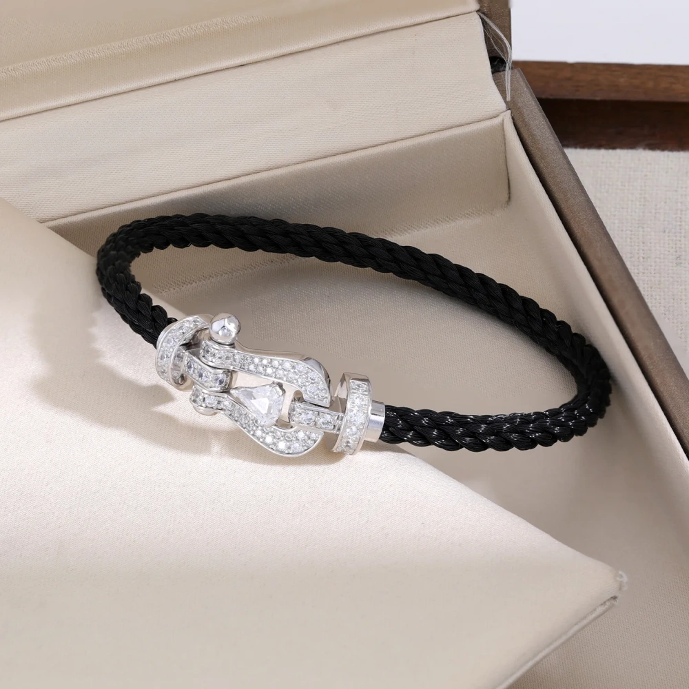 Mushan Luxury Brand Horseshoe Buckle Zircon Diamond Studded Bracelet Gold Plated 925 Sterling Silver Bracelet For Women Jewelry