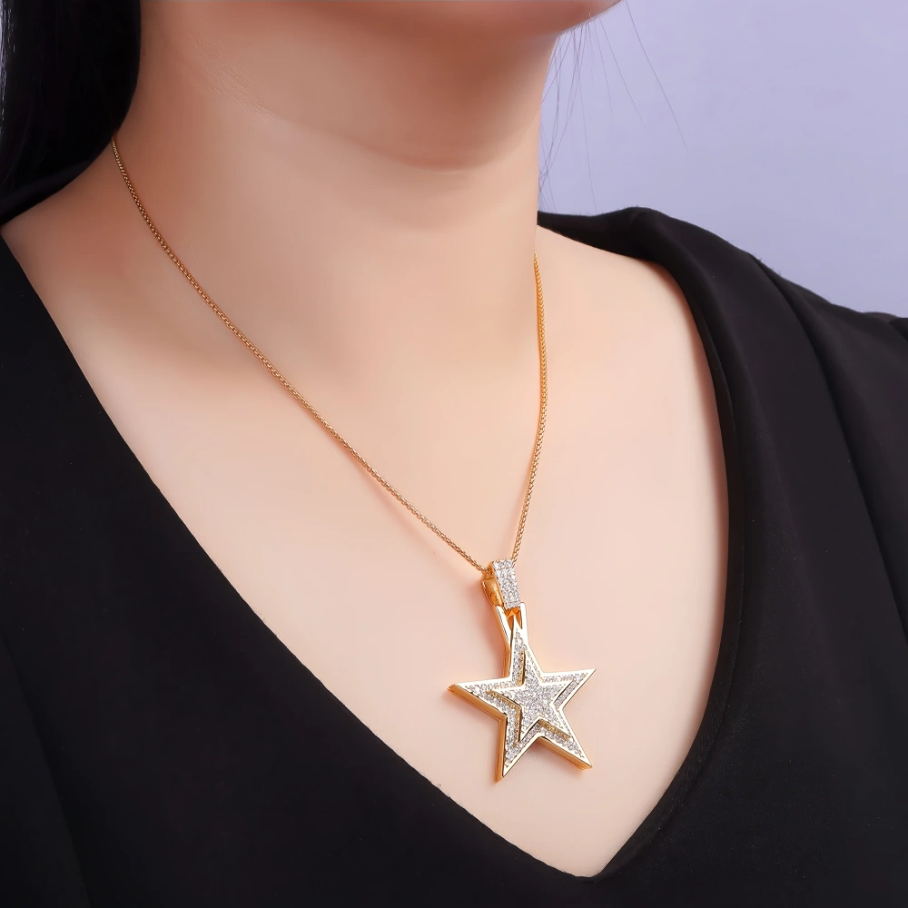 Veeie Veein Luxury Brand High Quality S925 Sterling Silver Pendant Fully Set With Moissanite And Is Five Pointed Star Jewelry