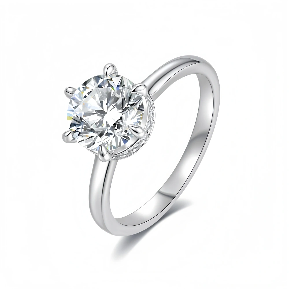 Veeie Veein Luxury Brand S925 Sterling Silver Set 0.5/1/2 Carat Moissanite Ring Six-Prong Women'S Accessor Jewelry