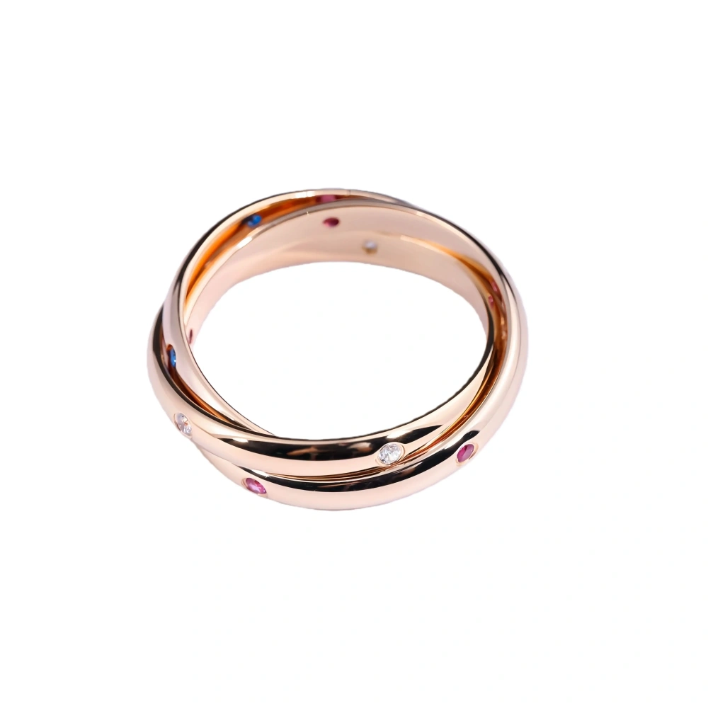 Mushan Luxury Brand Classic Three Ring With Interlocking Links  Cold Style Index Finger Ring For Women Fashion Ring Jewelry