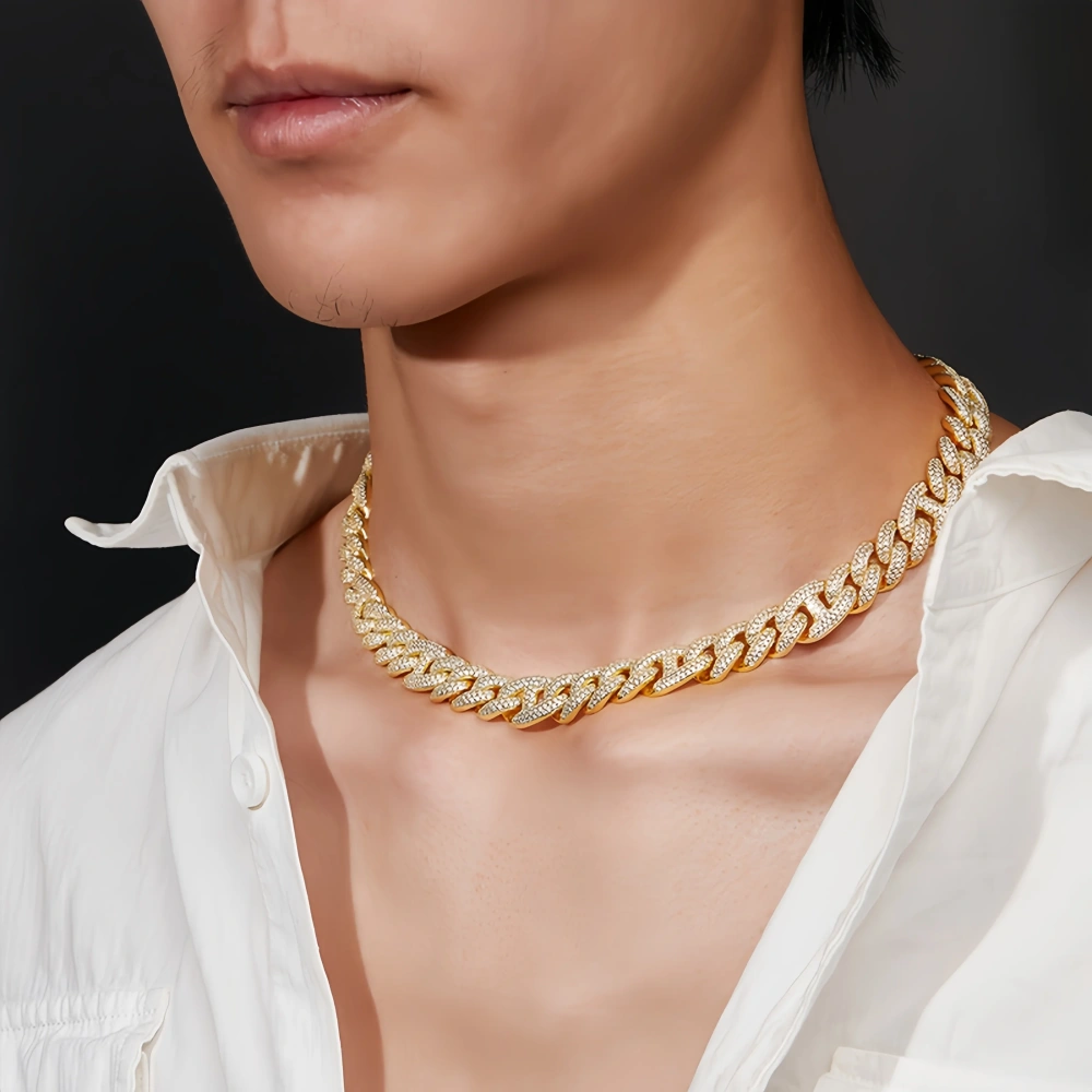 Veeie Veein Luxury Brand High Quality S925 Sterling Silver Necklace 12mm Double Row Moissanite Cuban Chain Fashion Jewelry