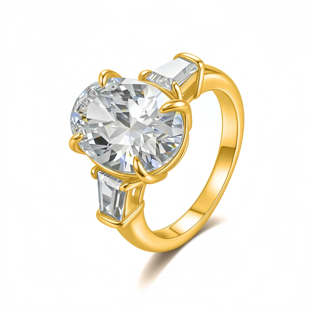 Veeie Veein Luxury Brand New Products GRA Certificate S 925 Sterling Silver Inlaid Irregular-Shaped Oval Moissanite Ring Jewelry