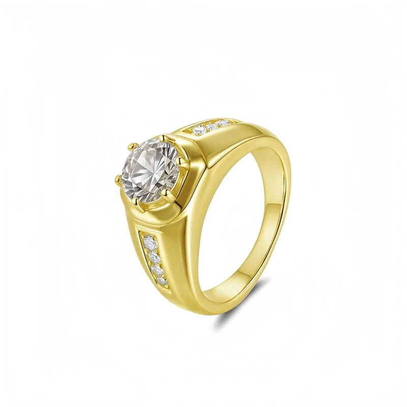 Veeie Veein Luxury Brand S925 Sterling Silver 2-Carat Moissanite Ring Business Dazzling And High-End Men'S Ring