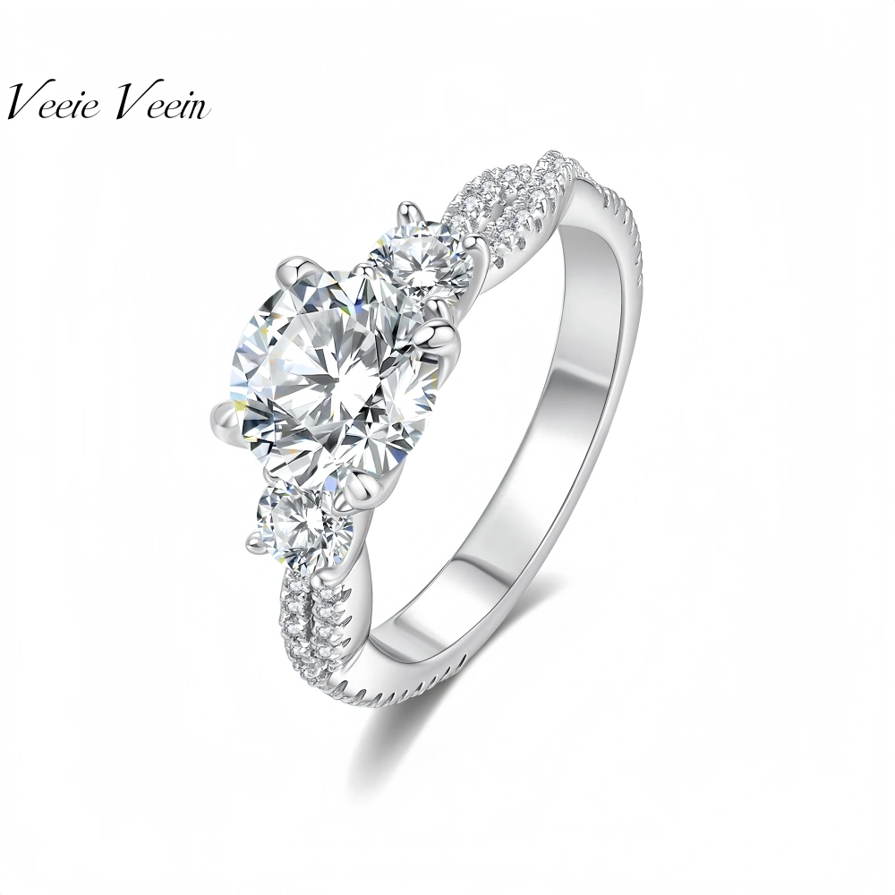 Veeie Veein Luxury Brand 0.5 Carats -1 Gram 2 Carats Wedding Moissanite GRA Certificate Ring S925 Sterling Silver Jewelry