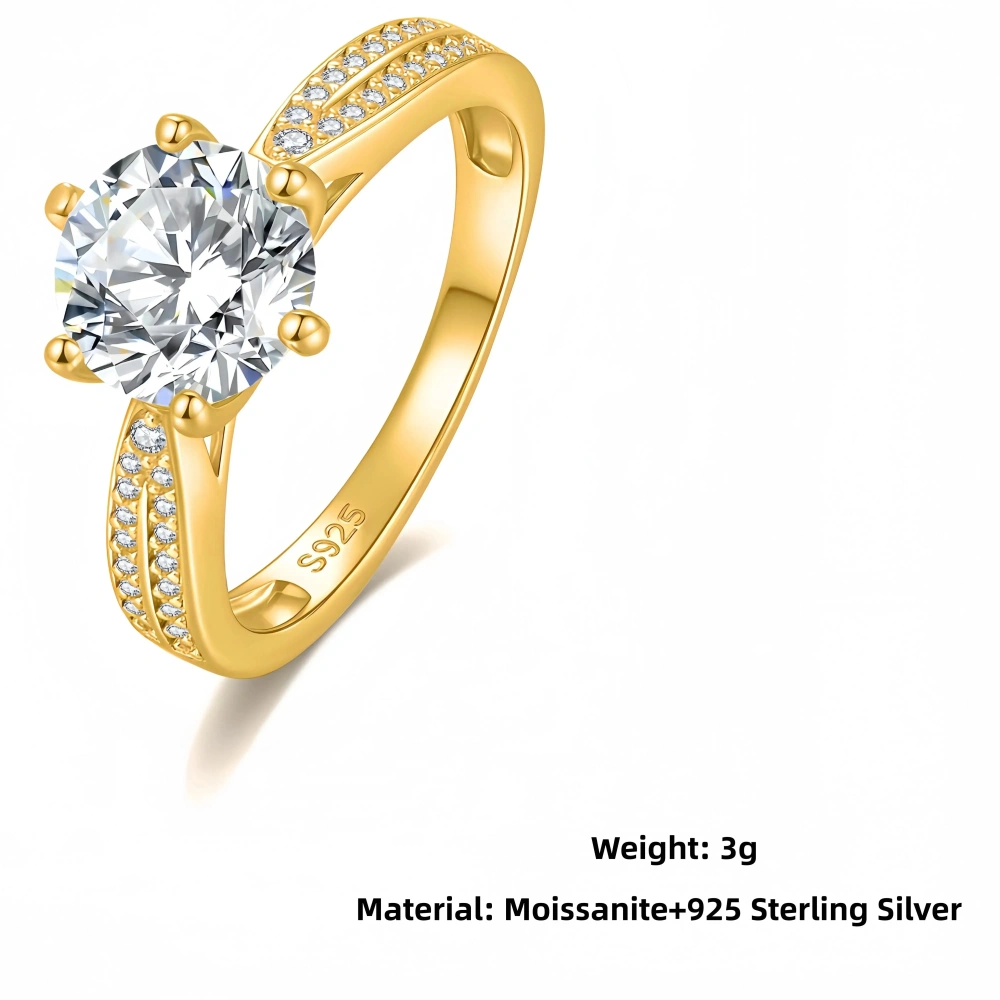 Veeie Veein Luxury Brand New Products GRA Certificate S925 Sterling Silver Classic Six-Prong Mossan Women Ring Jewelry