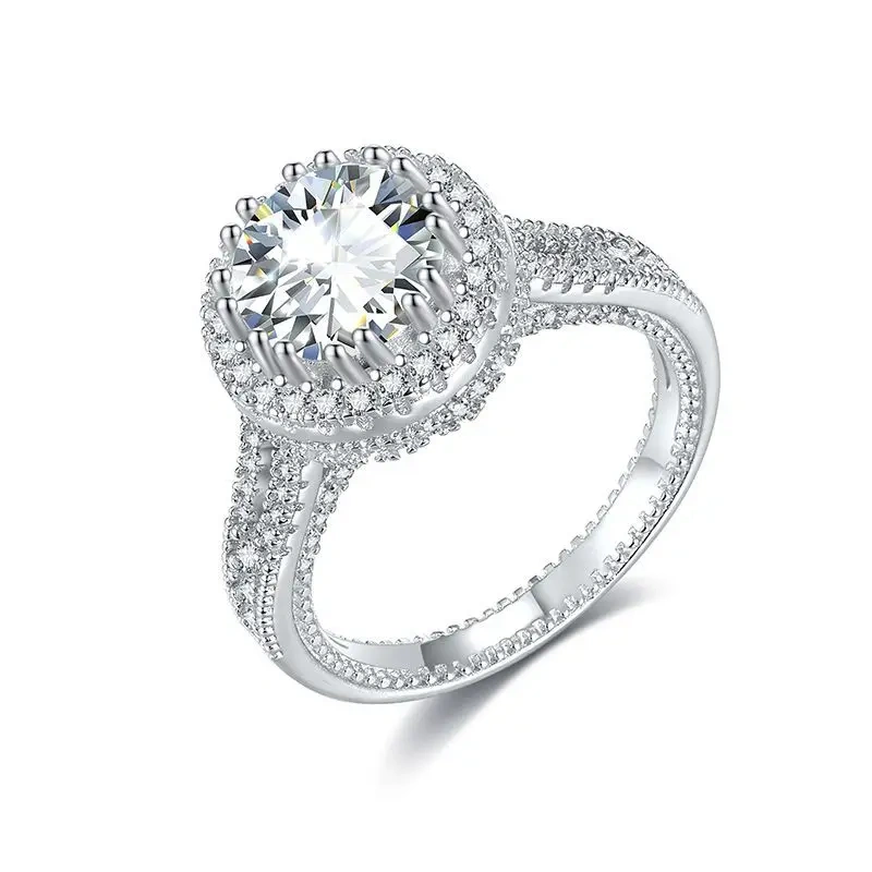 Veeie Veein Luxury Brand New Products Fashionable 925 Sterling Silver 1-2ct Moissan GRA Certificate Ring For Women