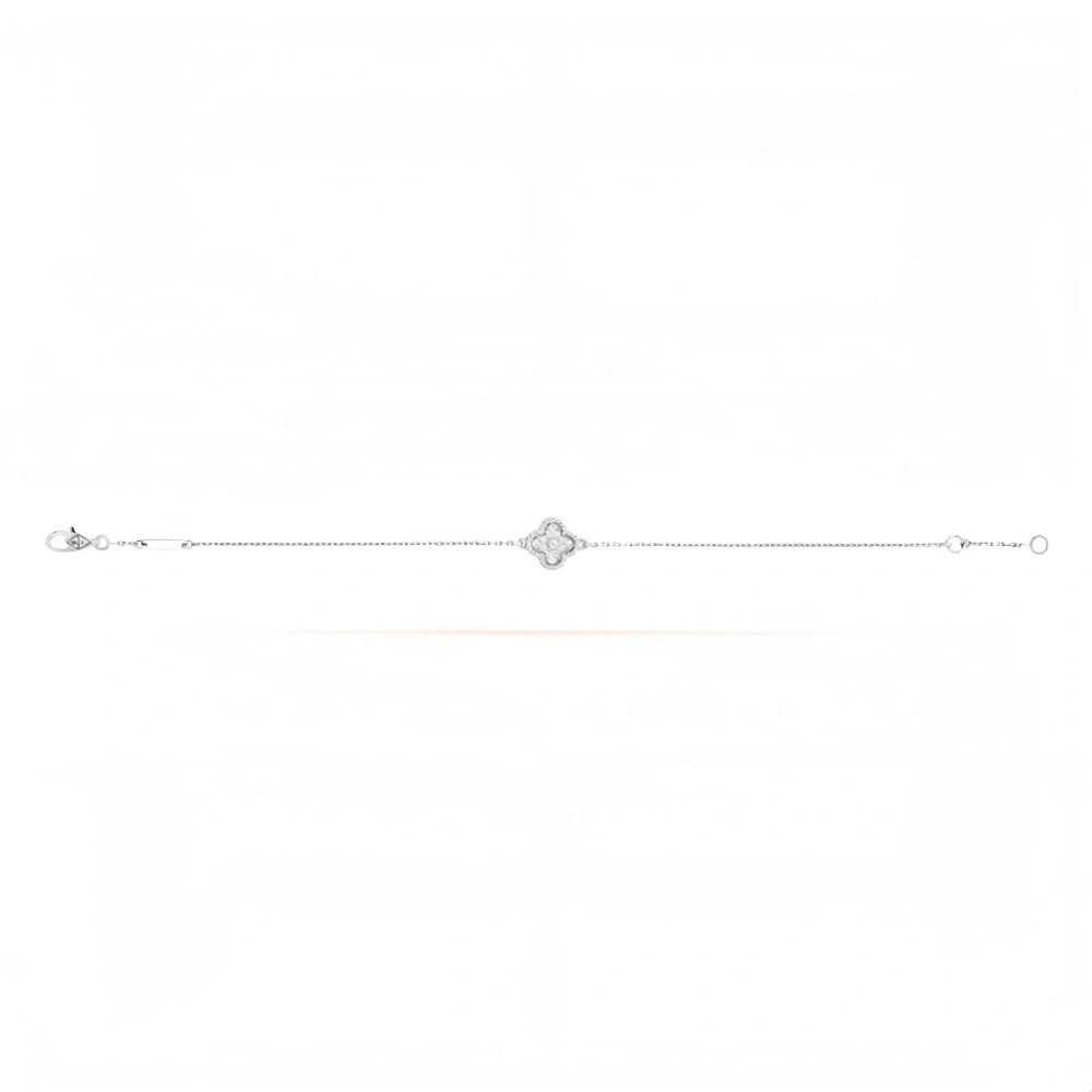 Mushan Luxury Brand Pure Silver High Version Four Leaf Clover Bracelet With Single Flower And Full Diamonds S925 Jewelry