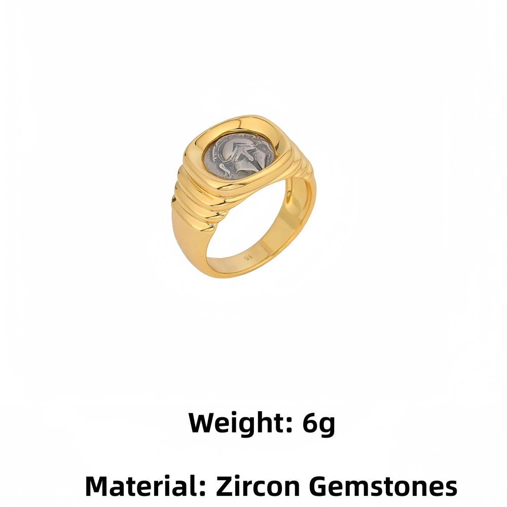 Mushan Luxury Brand High Quality Spartan Ancient Coin Ring With Pure Silver Gold Plating Women Fashion Ring Jewelry