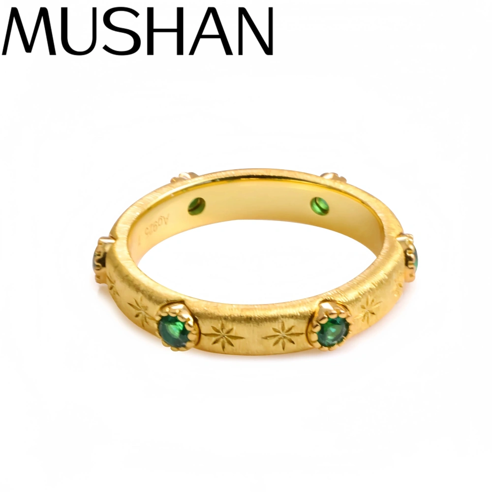 Mushan Luxury Brand Star Shaped Gold-Plated Ring For Women 925 Sterling Silver Party Ring Fine Jewelry
