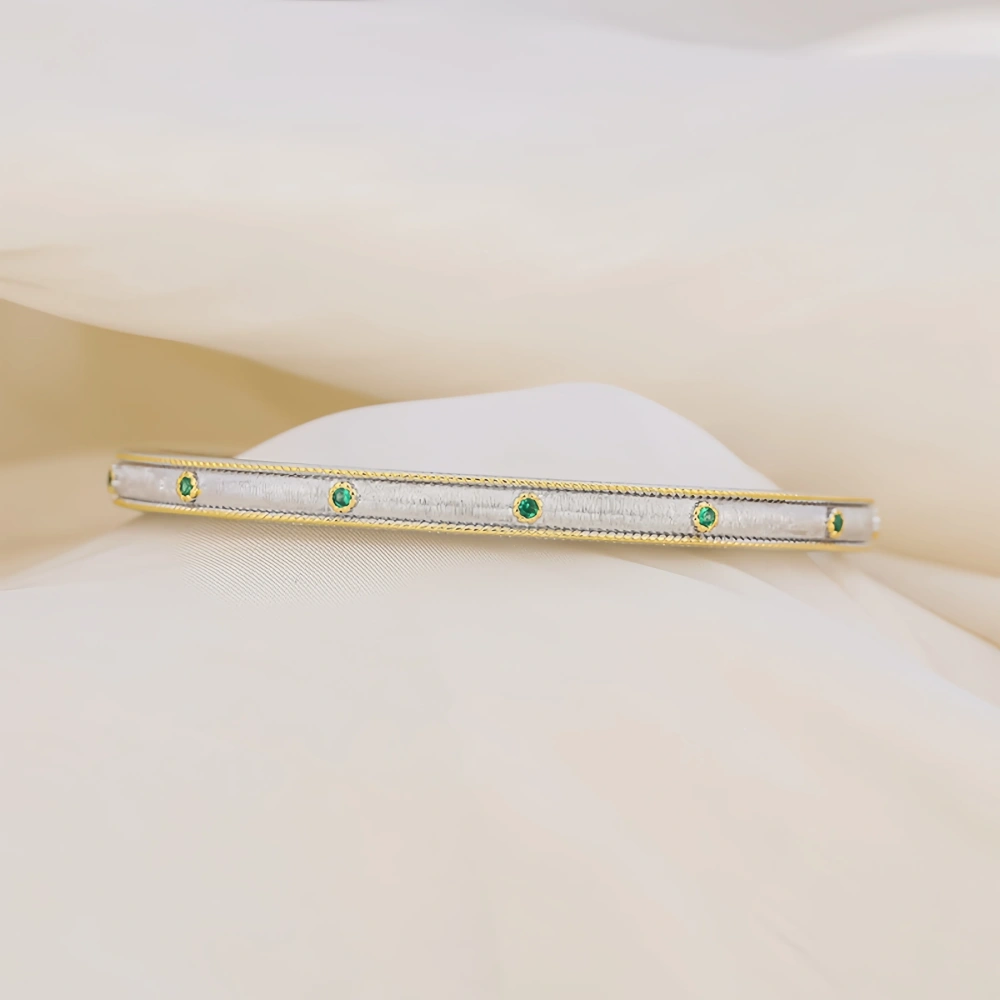 Mushan Luxury Brand High Quality Best-Selling 925 Sterling Silver Heavy Industry Gold Woven Pattern Diamond Bracelet Jewelry