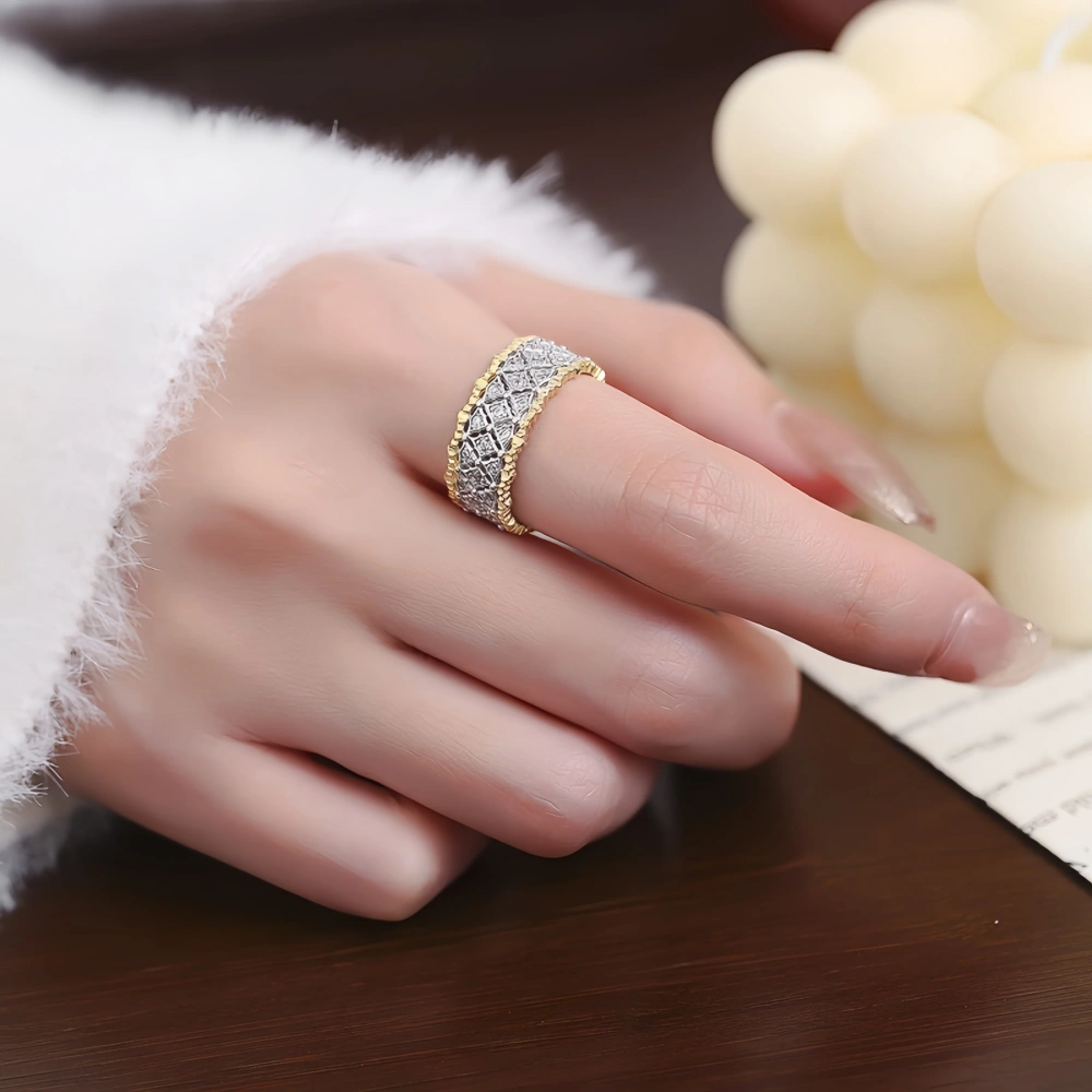 Mushan Luxury Brand S925 Sterling Silver Italian Craft Lace Honeycomb Ring, Retro And Fashionable Ladies' Index Finger Ring